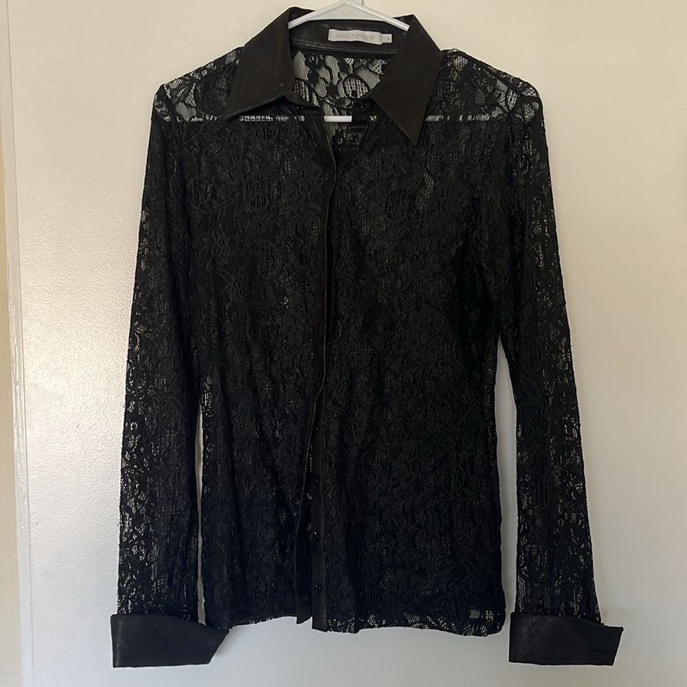 Anne Fontaine Black Lace Top